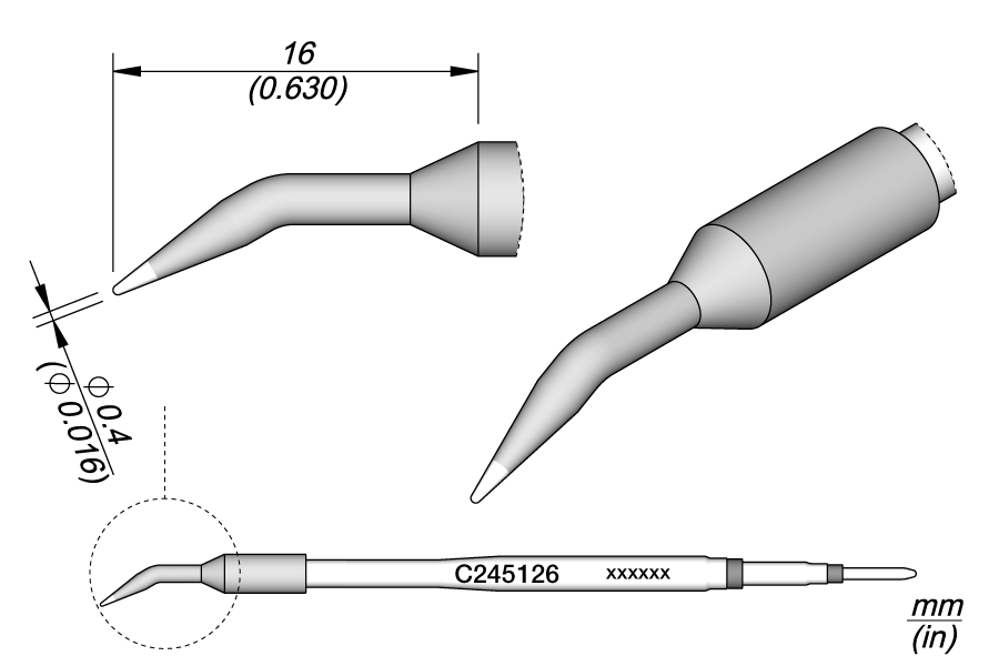 C245126 - Conical Bent Cartridge Ø 0.4